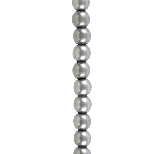 12 Pack: Rhodium Reconstituted Hematite Round Beads by Bead Landing